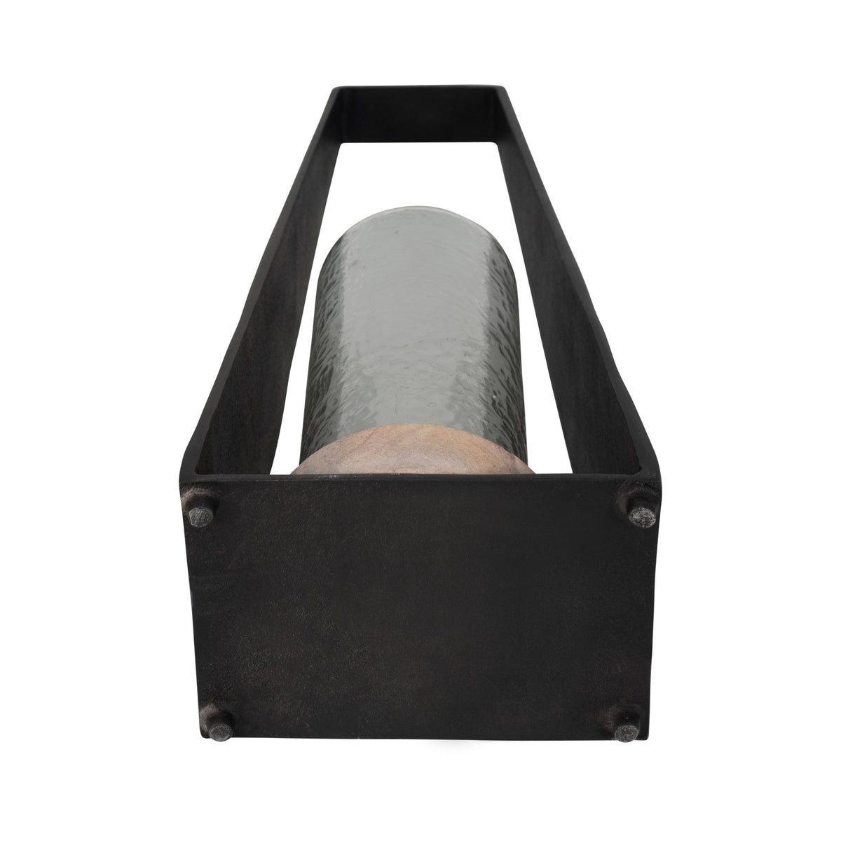 21"MAVERICK LARGE METAL & SANDSTONE HURRICANE, BLA Candle Holders| Sagebrook Home