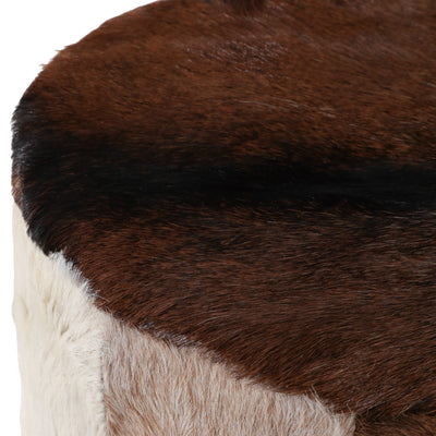 21x16" Hair On Hide Ottoman With Ball Feet, Brown - Al Rugaib Furniture