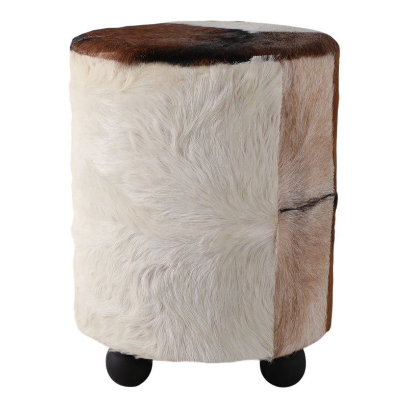 21x16" Hair On Hide Ottoman With Ball Feet, Brown - Al Rugaib Furniture