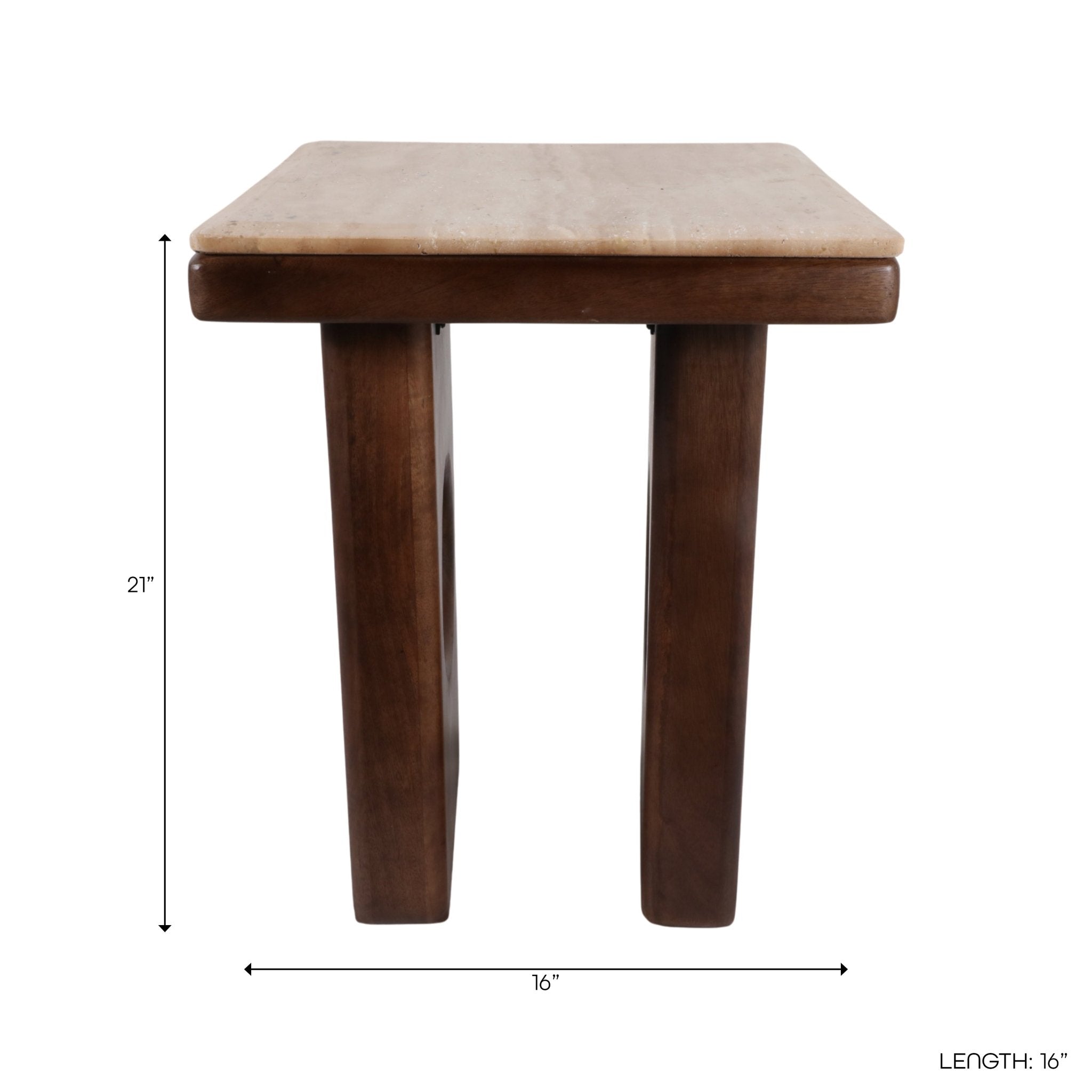 21x16" Rounded Edge Square Accent Table, Tan/br Kd Accent & End Tables| Sagebrook Home