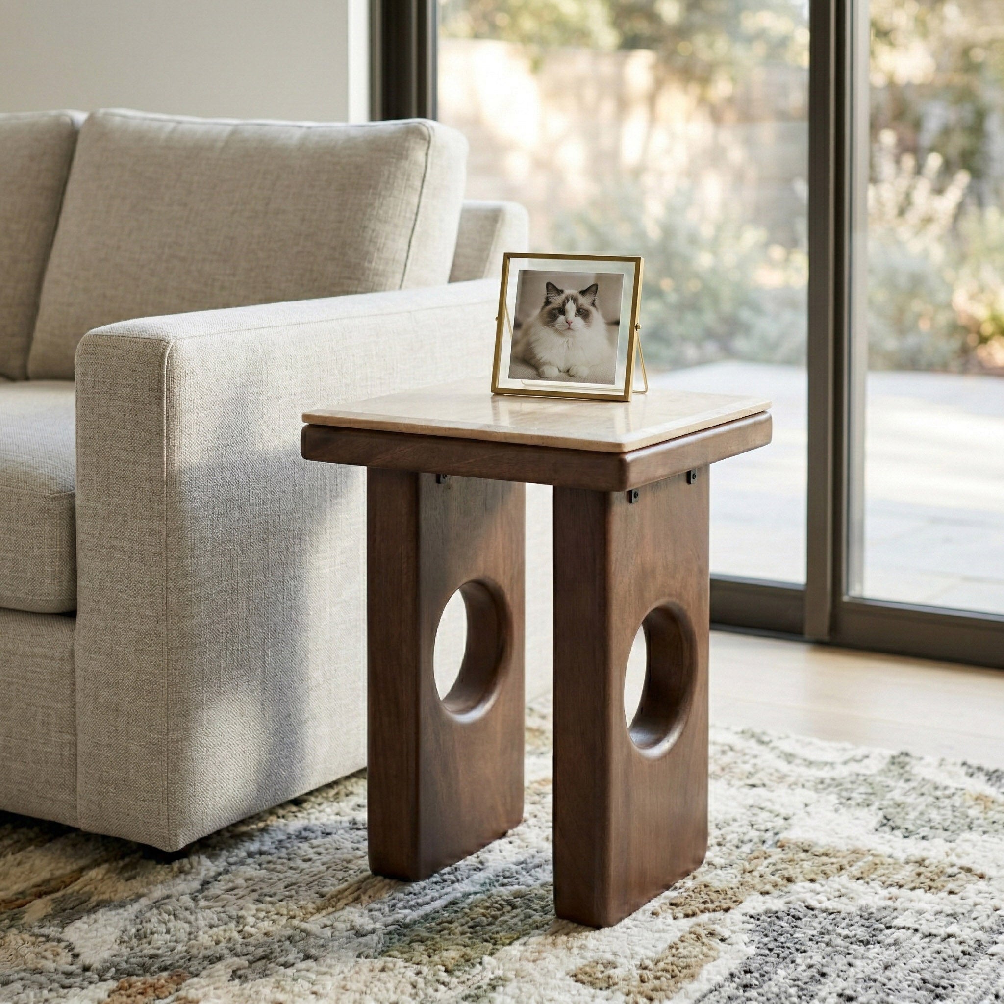 21x16" Rounded Edge Square Accent Table, Tan/br Kd Accent & End Tables| Sagebrook Home