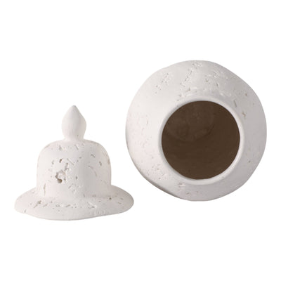 21x8" Cast Stone Finish Temple Jar, White - Al Rugaib Furniture