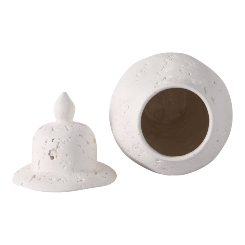 21x8" Cast Stone Finish Temple Jar, White - Al Rugaib Furniture