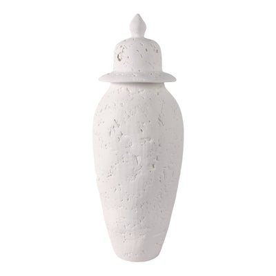 21x8" Cast Stone Finish Temple Jar, White - Al Rugaib Furniture