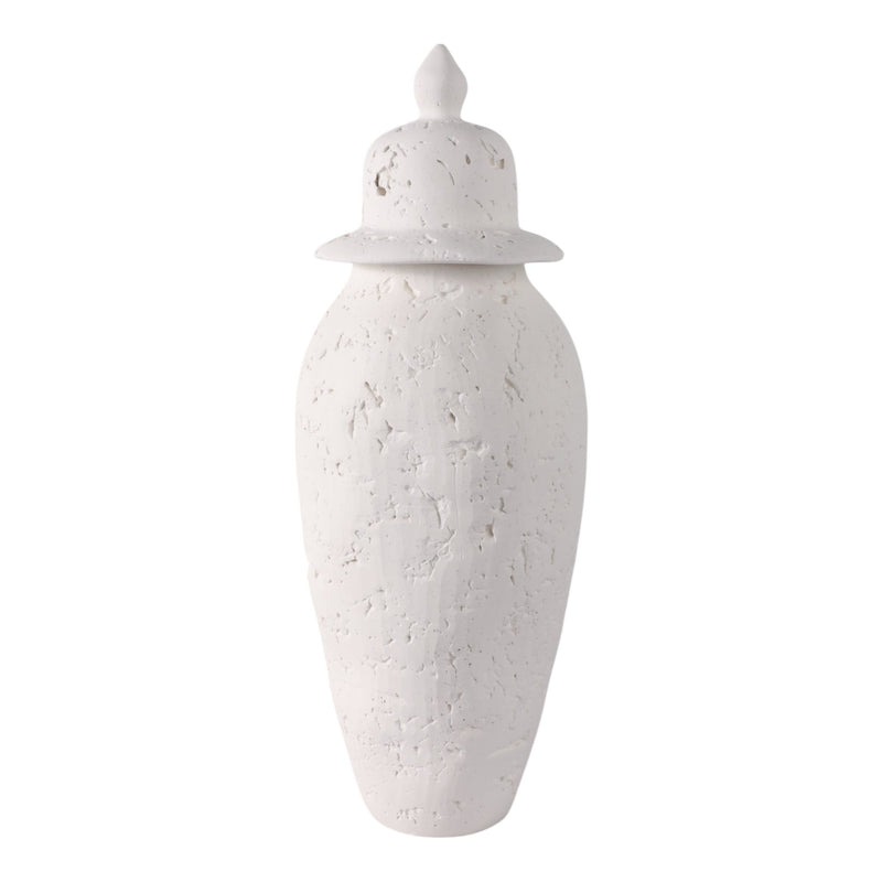 21x8" Cast Stone Finish Temple Jar, White - Al Rugaib Furniture