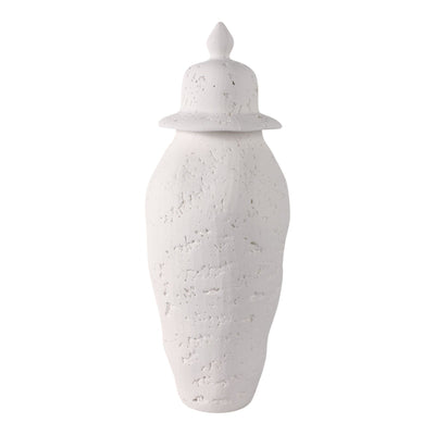 21x8" Cast Stone Finish Temple Jar, White - Al Rugaib Furniture
