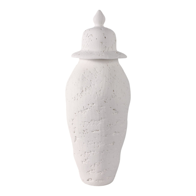 21x8" Cast Stone Finish Temple Jar, White - Al Rugaib Furniture