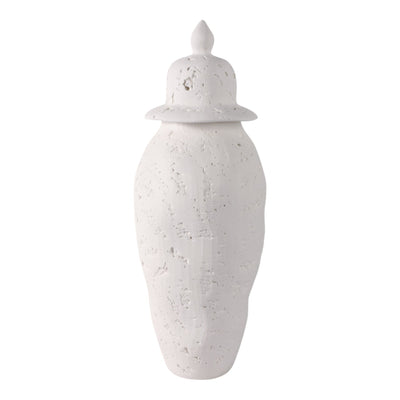 21x8" Cast Stone Finish Temple Jar, White - Al Rugaib Furniture