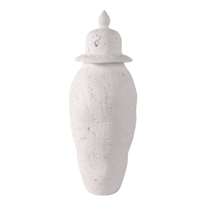 21x8" Cast Stone Finish Temple Jar, White - Al Rugaib Furniture