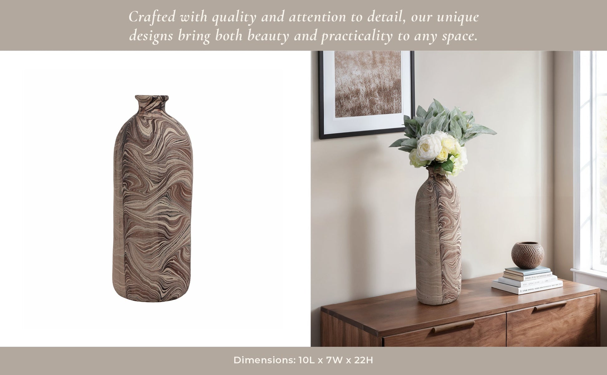 22" CARRANA LARGE BROWN ECOMIX VASE Vases and Jars| Sagebrook Home