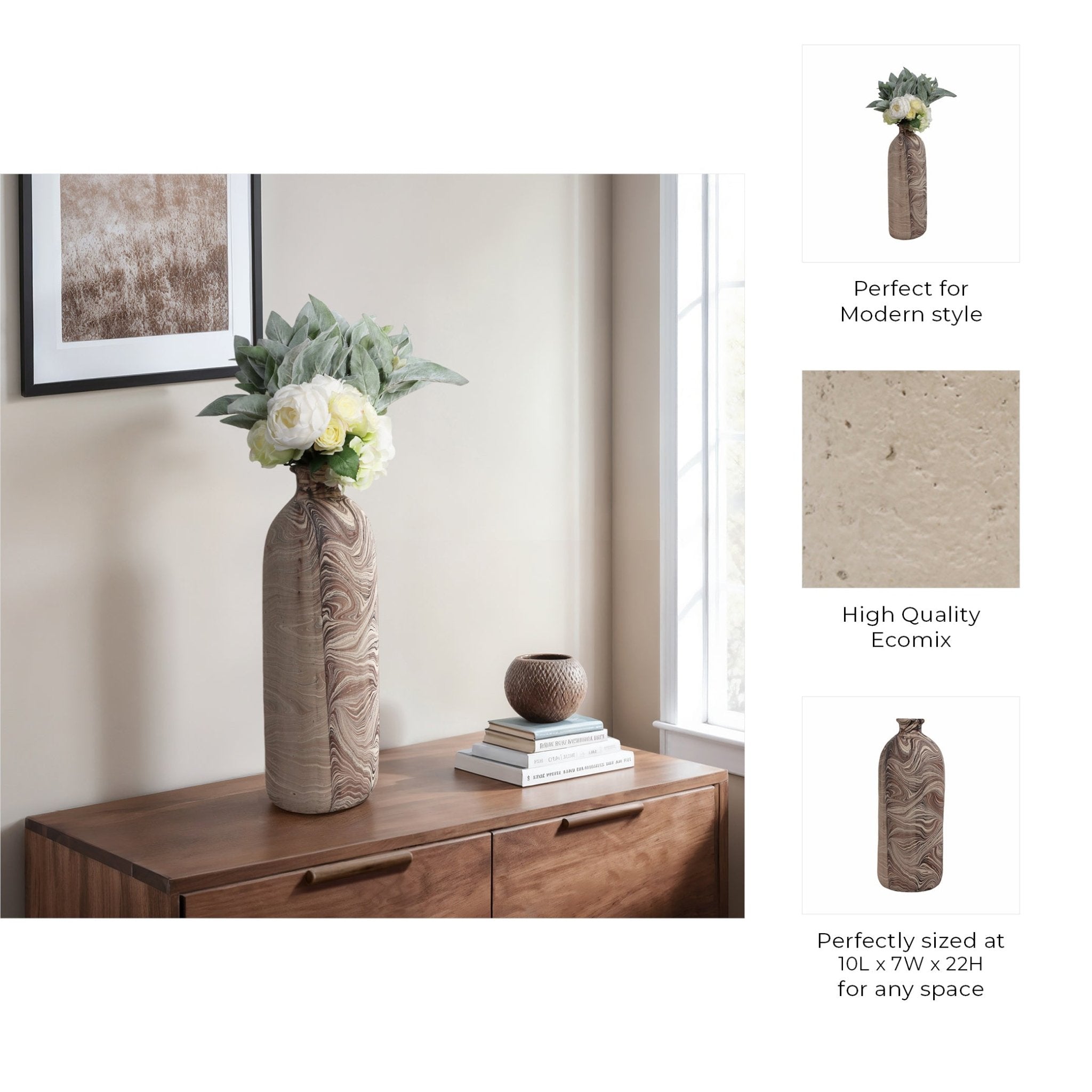 22" CARRANA LARGE BROWN ECOMIX VASE Vases and Jars| Sagebrook Home