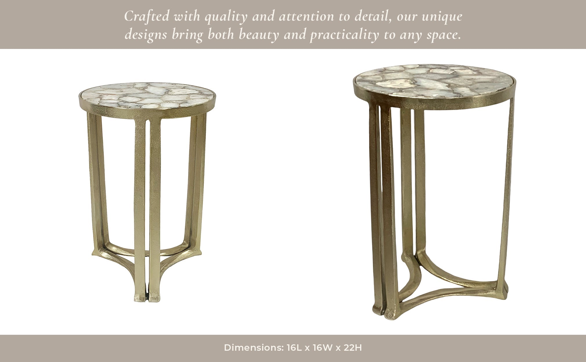 22" Ellendale Quartz Top Accent Table Accent & End Tables| Sagebrook Home