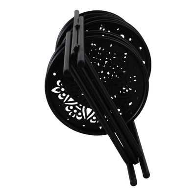 22" Folding 3 - tier Mandala Plant Stand, Black - Al Rugaib Furniture