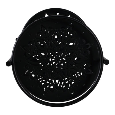 22" Folding 3 - tier Mandala Plant Stand, Black - Al Rugaib Furniture