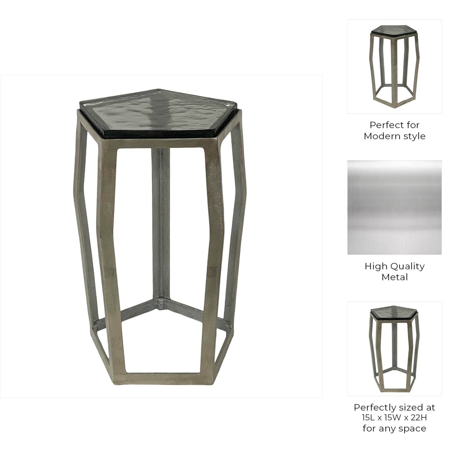 22" Hettinger Small Silver Accent Table Accent & End Tables| Sagebrook Home