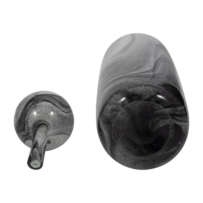 22" Katrina Gray Swirl Lidded Glass Bottle - Al Rugaib Furniture