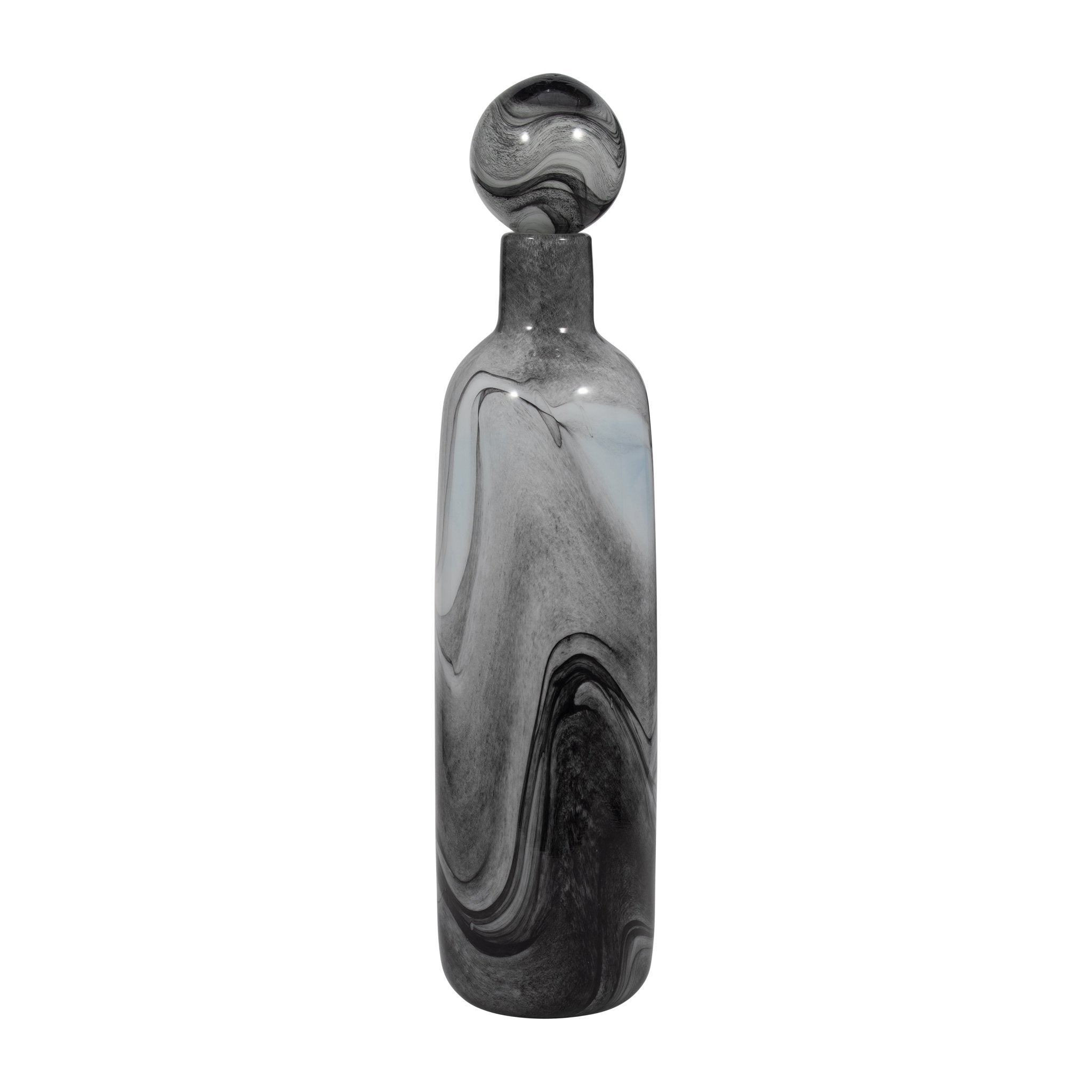 22" Katrina Gray Swirl Lidded Glass Bottle Vases and Jars| Sagebrook Home