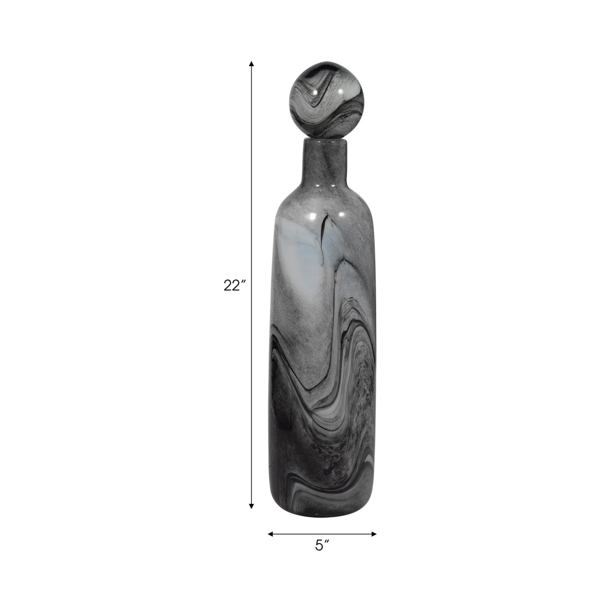 22" Katrina Gray Swirl Lidded Glass Bottle Vases and Jars| Sagebrook Home