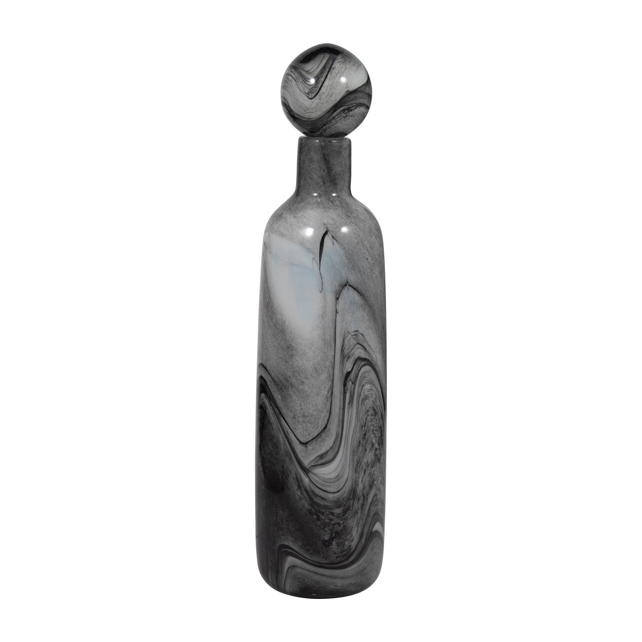 22" Katrina Gray Swirl Lidded Glass Bottle Vases and Jars| Sagebrook Home