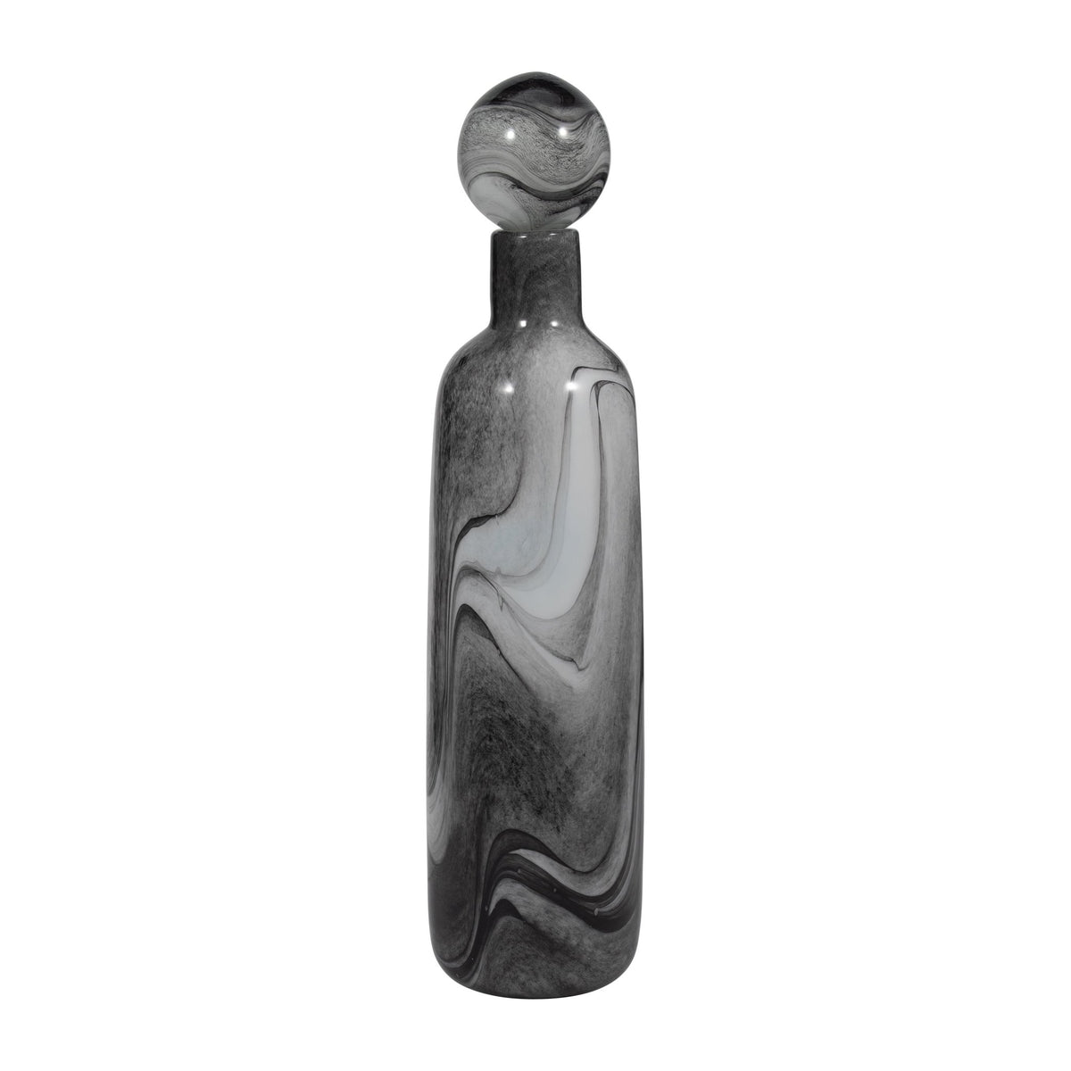 22" Katrina Gray Swirl Lidded Glass Bottle Vases and Jars| Sagebrook Home