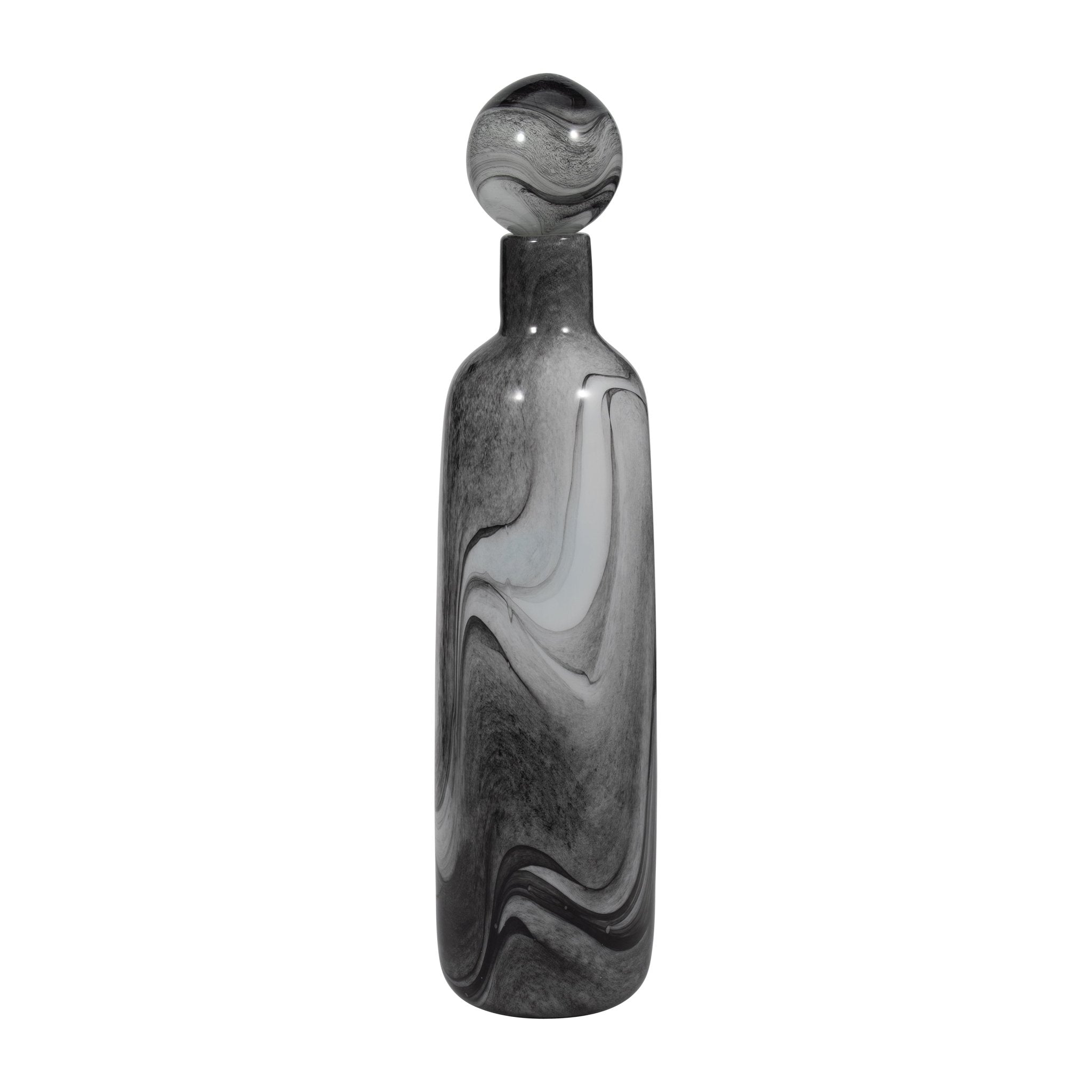 22" Katrina Gray Swirl Lidded Glass Bottle Vases and Jars| Sagebrook Home