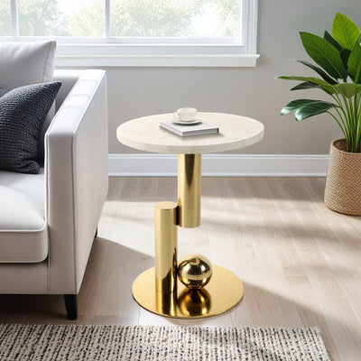 22" Komi White Quartz Table - Al Rugaib Furniture