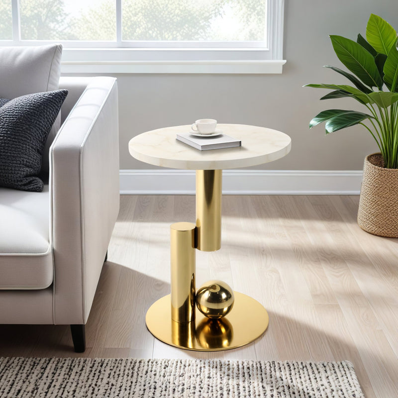 22" Komi White Quartz Table - Al Rugaib Furniture