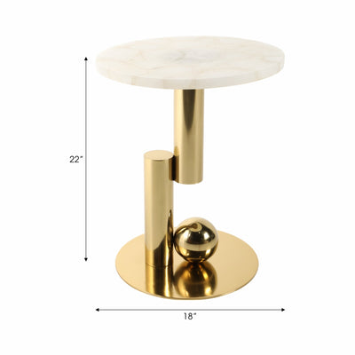 22" Komi White Quartz Table - Al Rugaib Furniture
