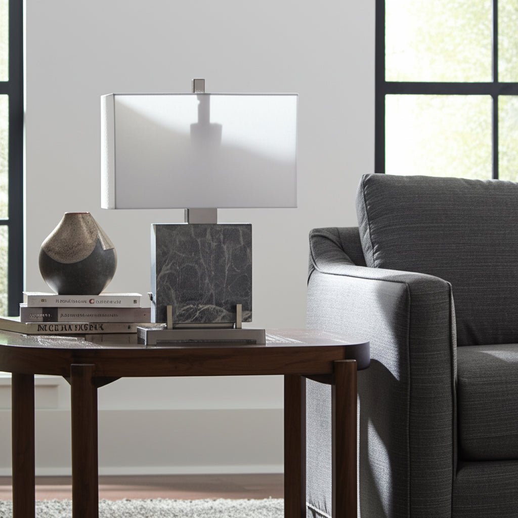 22" Lazio Grey Marble Lamp Table Decors| Sagebrook Home