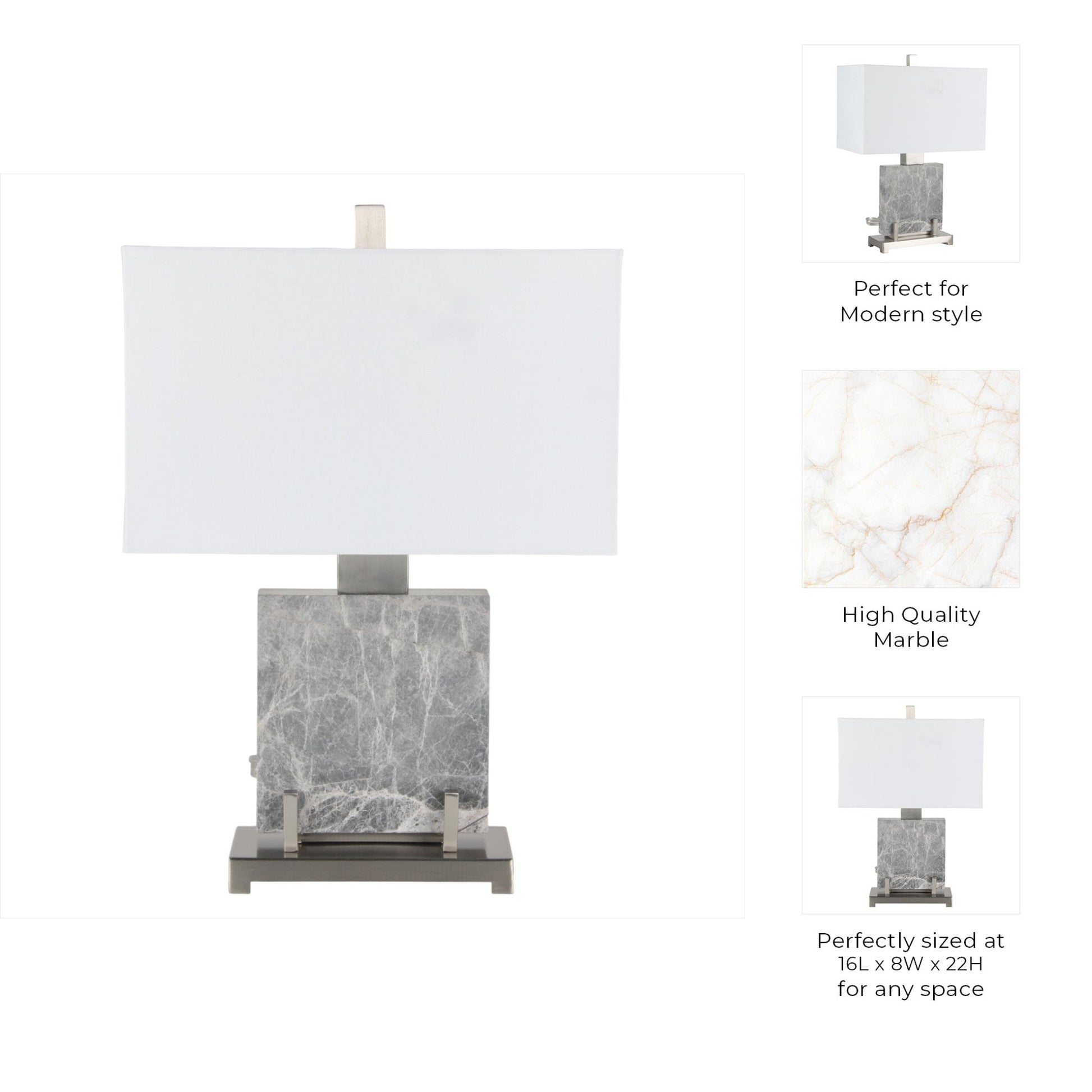 22" Lazio Grey Marble Lamp Table Decors| Sagebrook Home