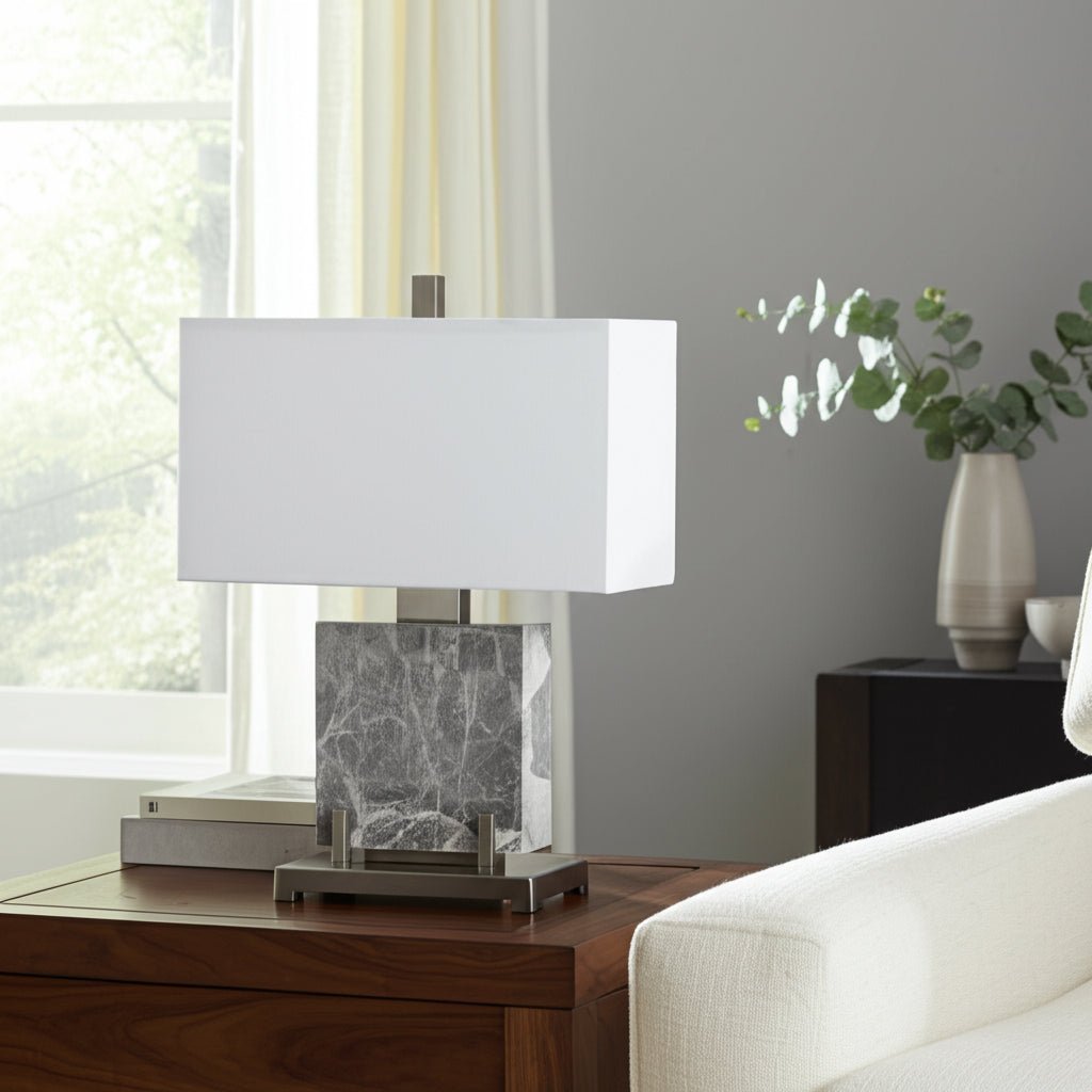 22" Lazio Grey Marble Lamp Table Decors| Sagebrook Home
