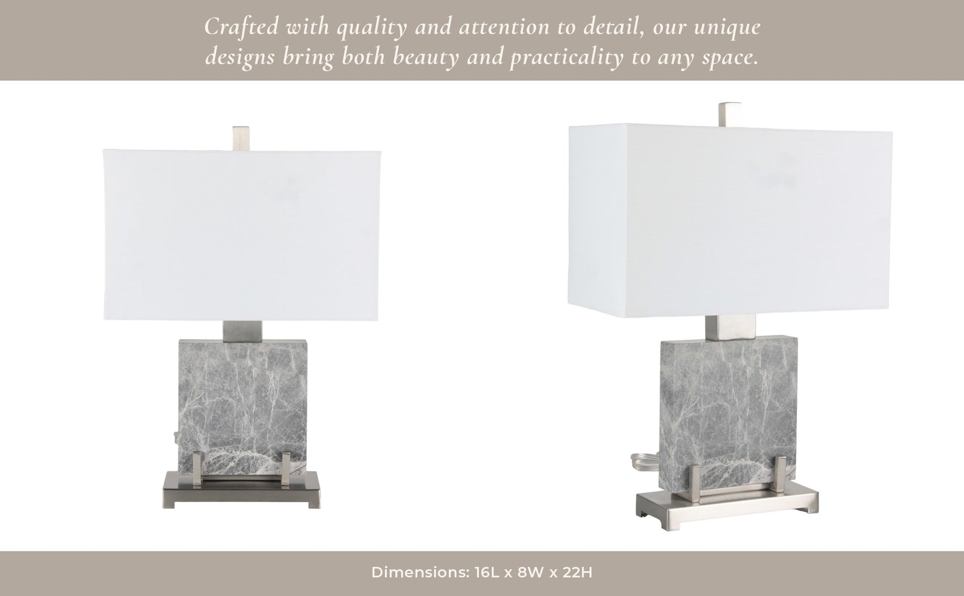 22" Lazio Grey Marble Lamp Table Decors| Sagebrook Home