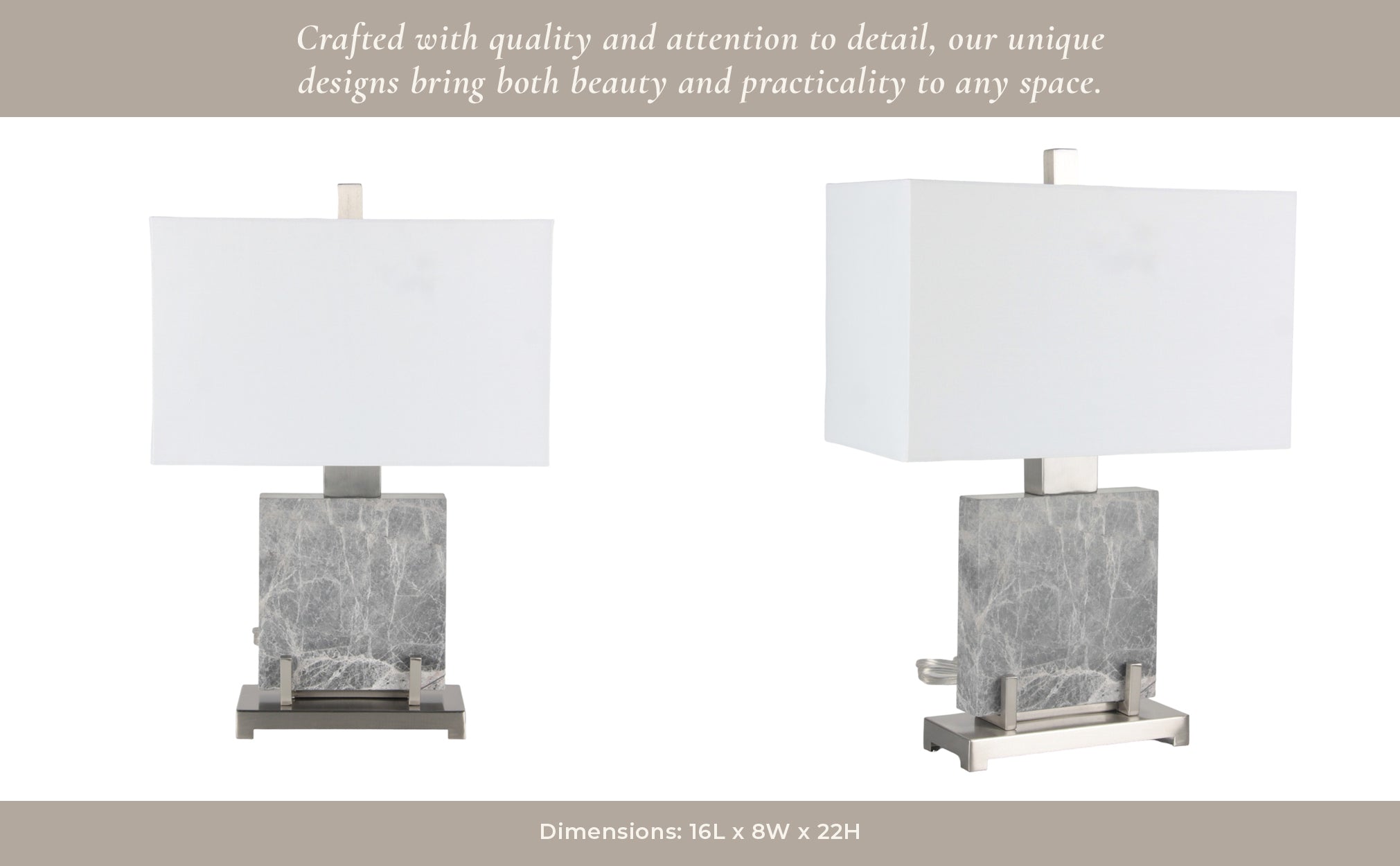 22" Lazio Grey Marble Lamp Table Decors| Sagebrook Home
