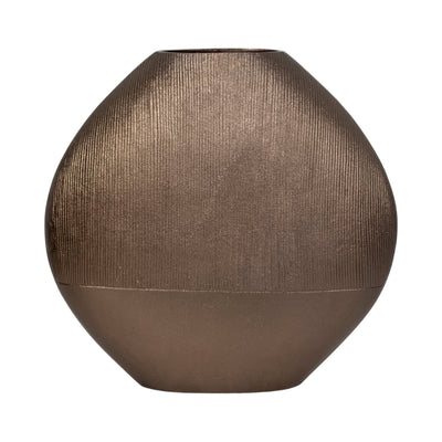 22" LINES ROUND VASE, BRASS ANTIQUE - Al Rugaib Furniture