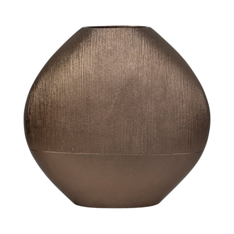 22" LINES ROUND VASE, BRASS ANTIQUE - Al Rugaib Furniture