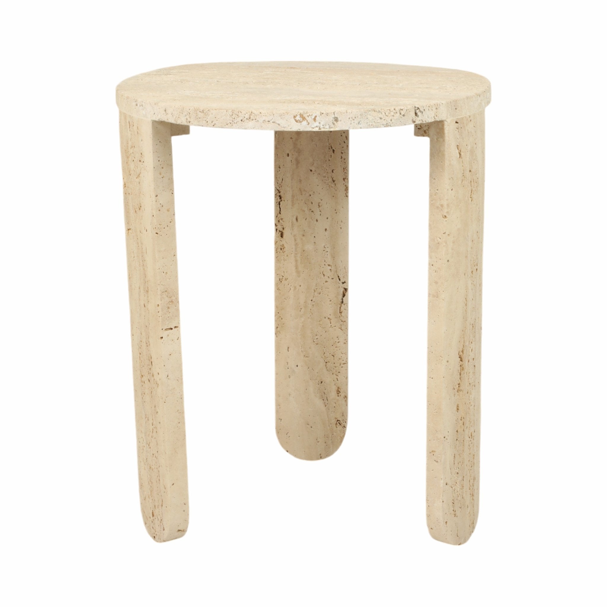 22" LOUVA CARVED TRAVERTINE ACCENT TABLE Accent & End Tables| Sagebrook Home