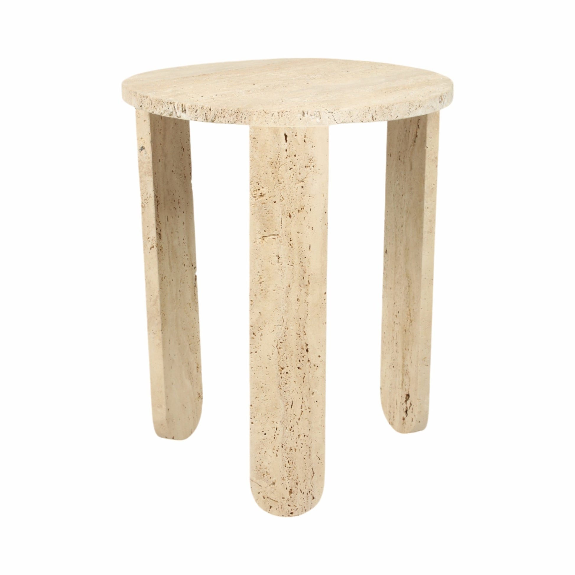 22" LOUVA CARVED TRAVERTINE ACCENT TABLE Accent & End Tables| Sagebrook Home
