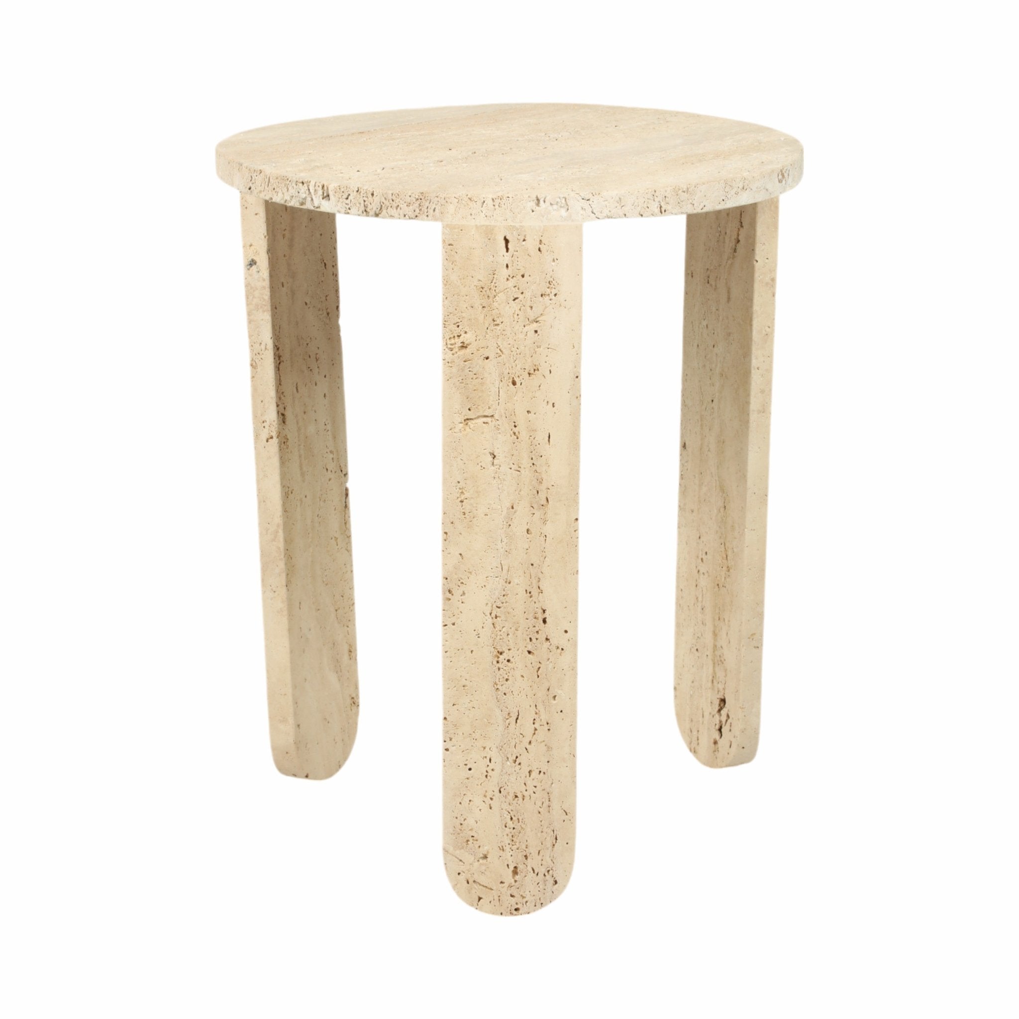 22" LOUVA CARVED TRAVERTINE ACCENT TABLE Accent & End Tables| Sagebrook Home