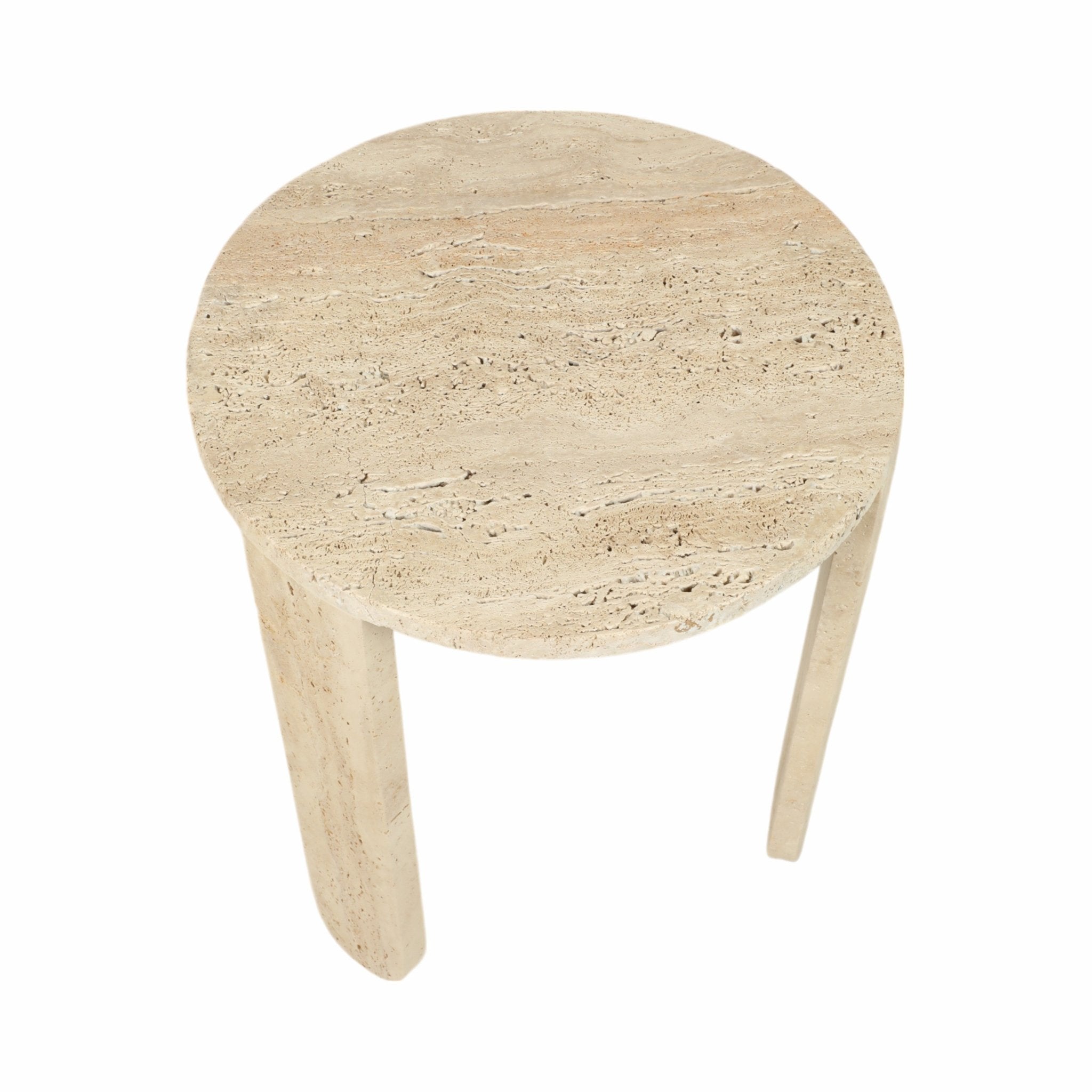 22" LOUVA CARVED TRAVERTINE ACCENT TABLE Accent & End Tables| Sagebrook Home