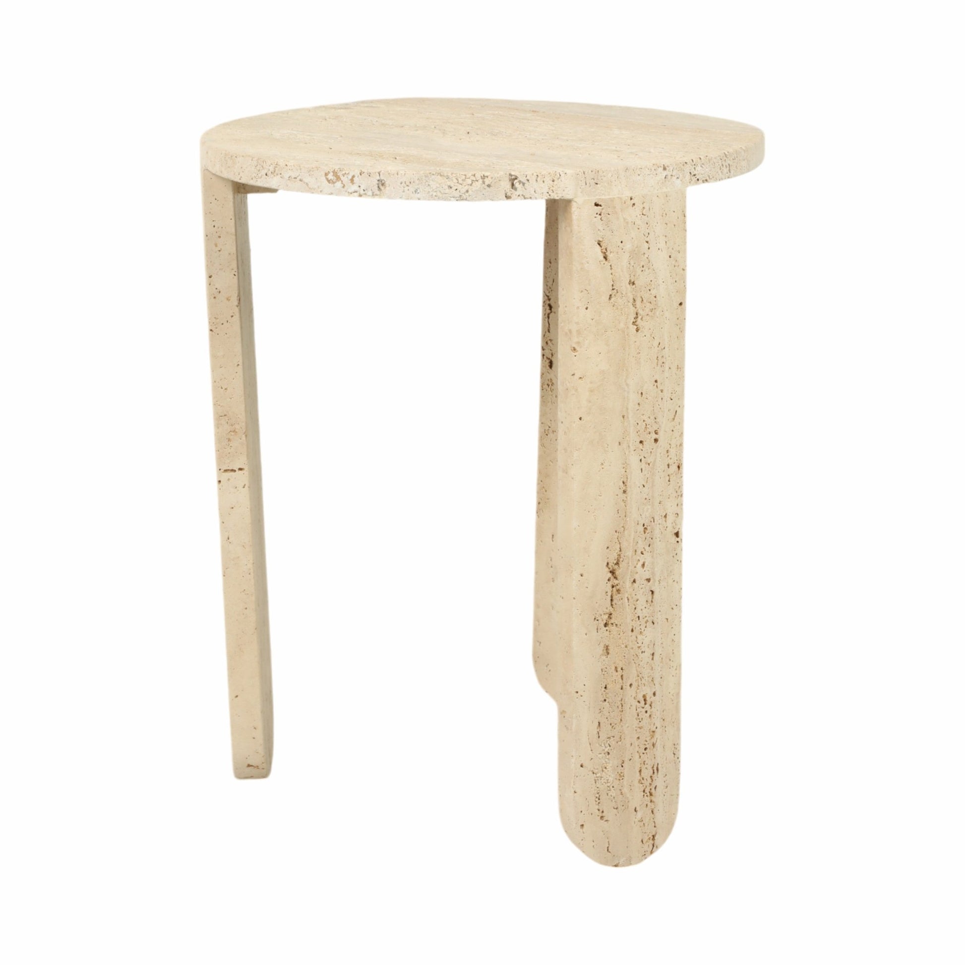 22" LOUVA CARVED TRAVERTINE ACCENT TABLE Accent & End Tables| Sagebrook Home