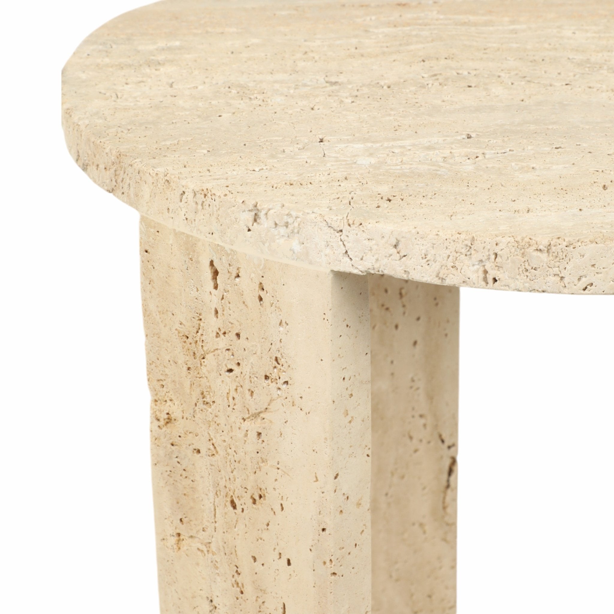 22" LOUVA CARVED TRAVERTINE ACCENT TABLE Accent & End Tables| Sagebrook Home