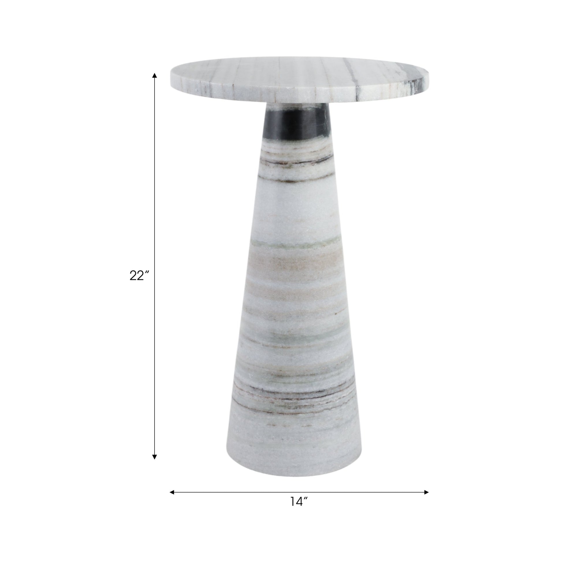 22" Panda Stone Marble Accent Table, Multi Accent & End Tables| Sagebrook Home