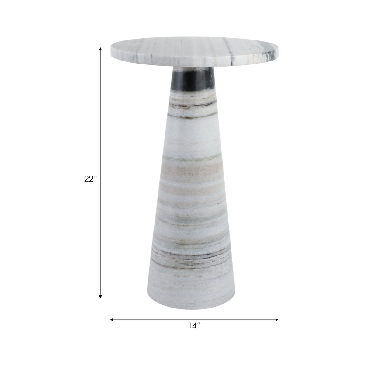 22" Panda Stone Marble Accent Table, Multi Accent & End Tables| Sagebrook Home