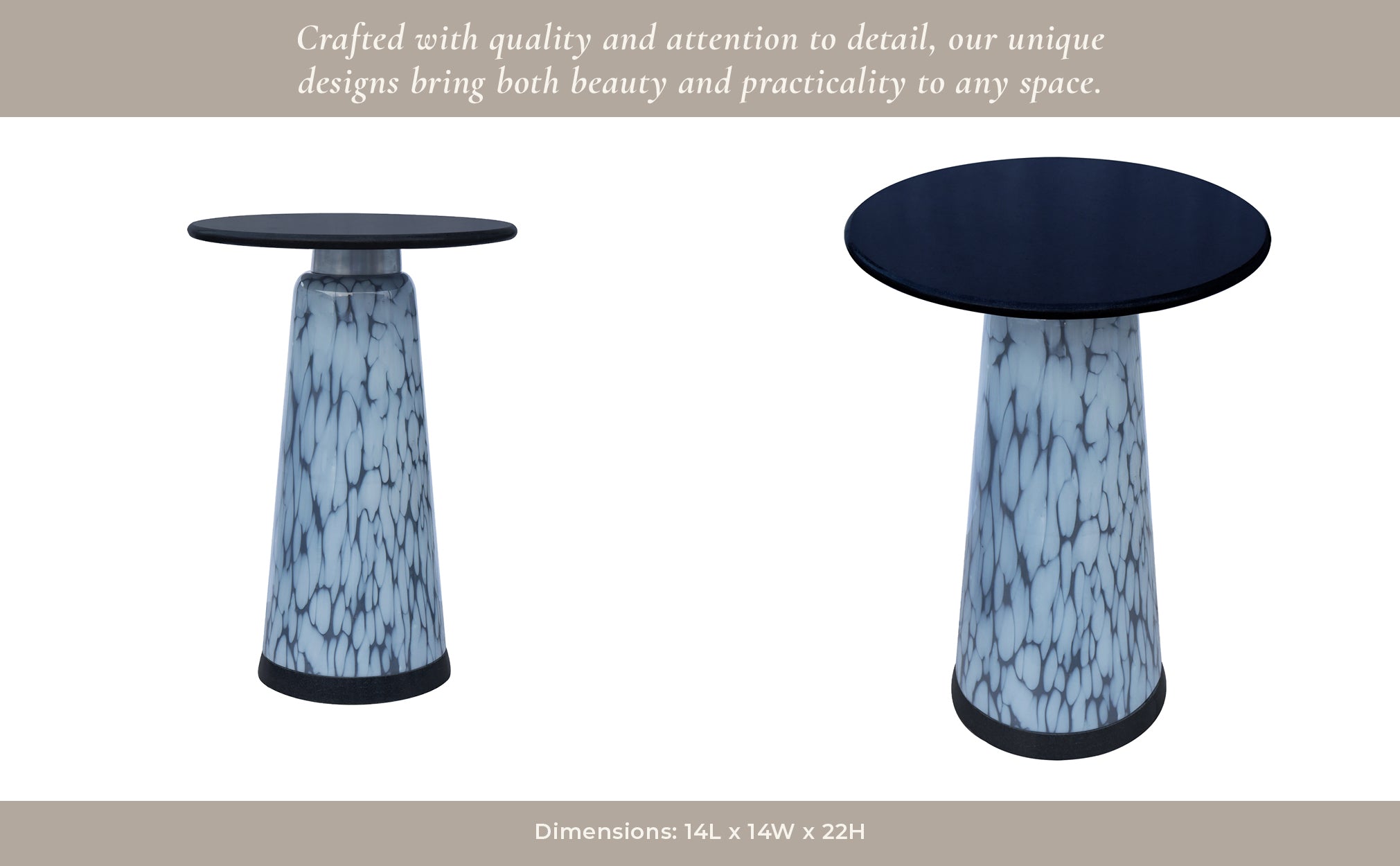 22" Posados Tall Art Table W/marble Top, Blue Accent & End Tables| Sagebrook Home