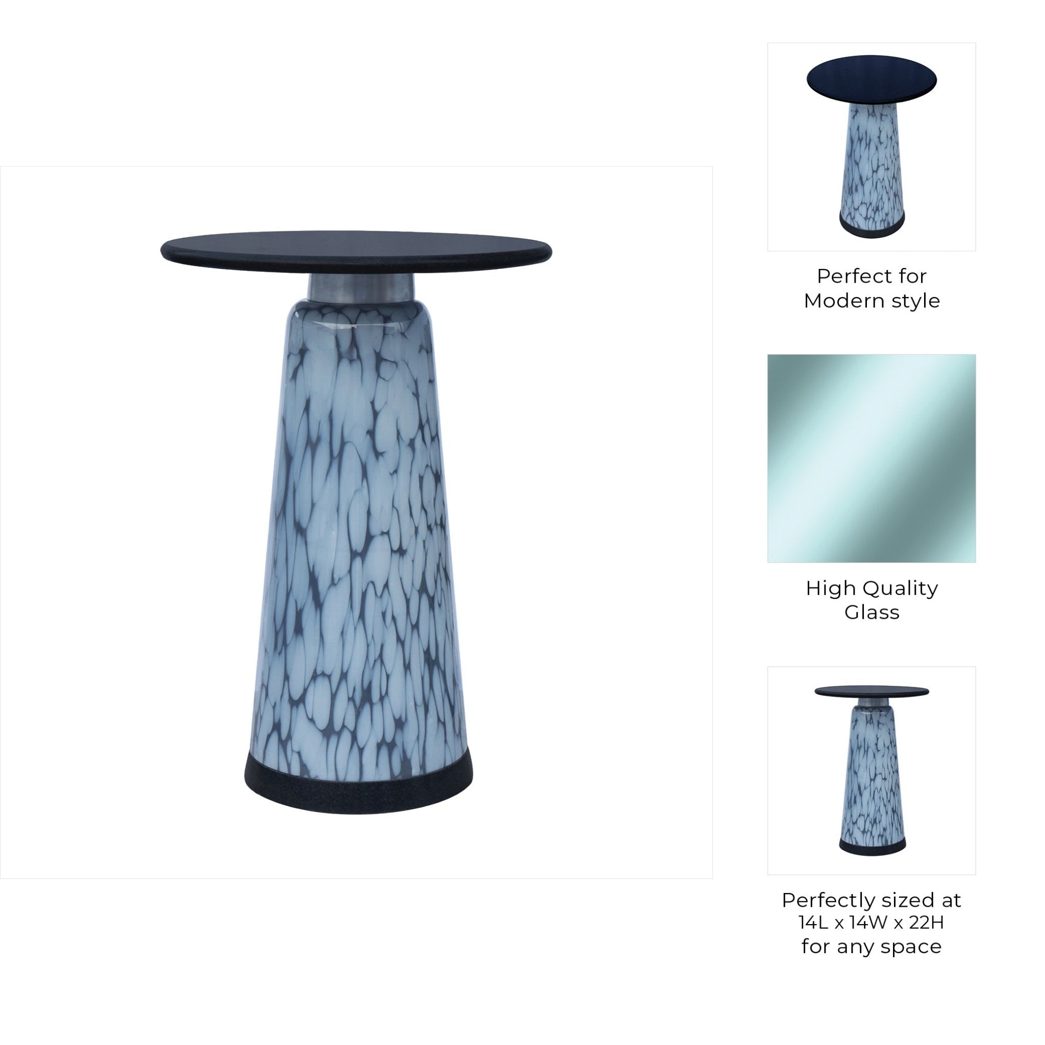 22" Posados Tall Art Table W/marble Top, Blue Accent & End Tables| Sagebrook Home
