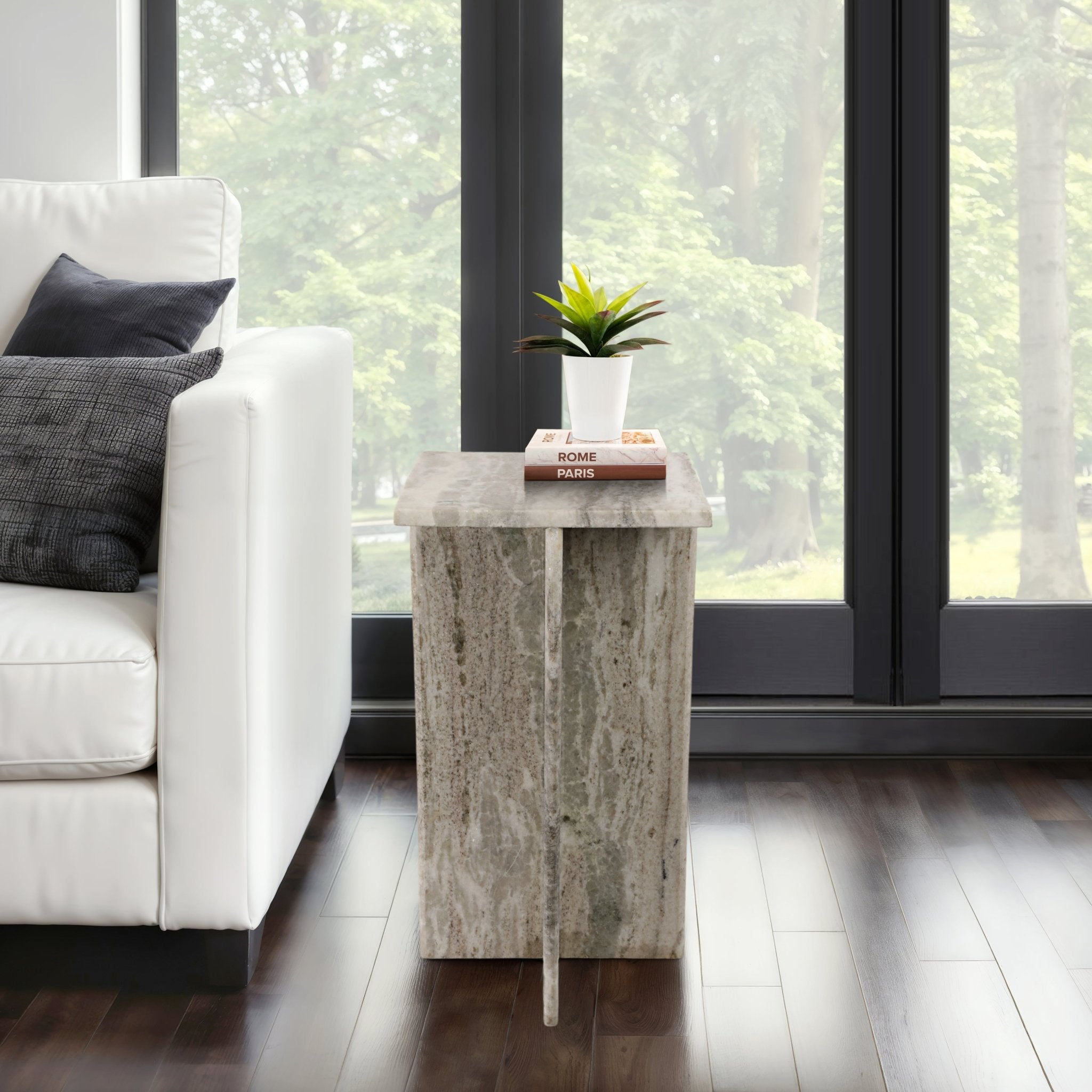 22" ROMMI SMALL MARBLE TABLE, WHITE Accent & End Tables| Sagebrook Home