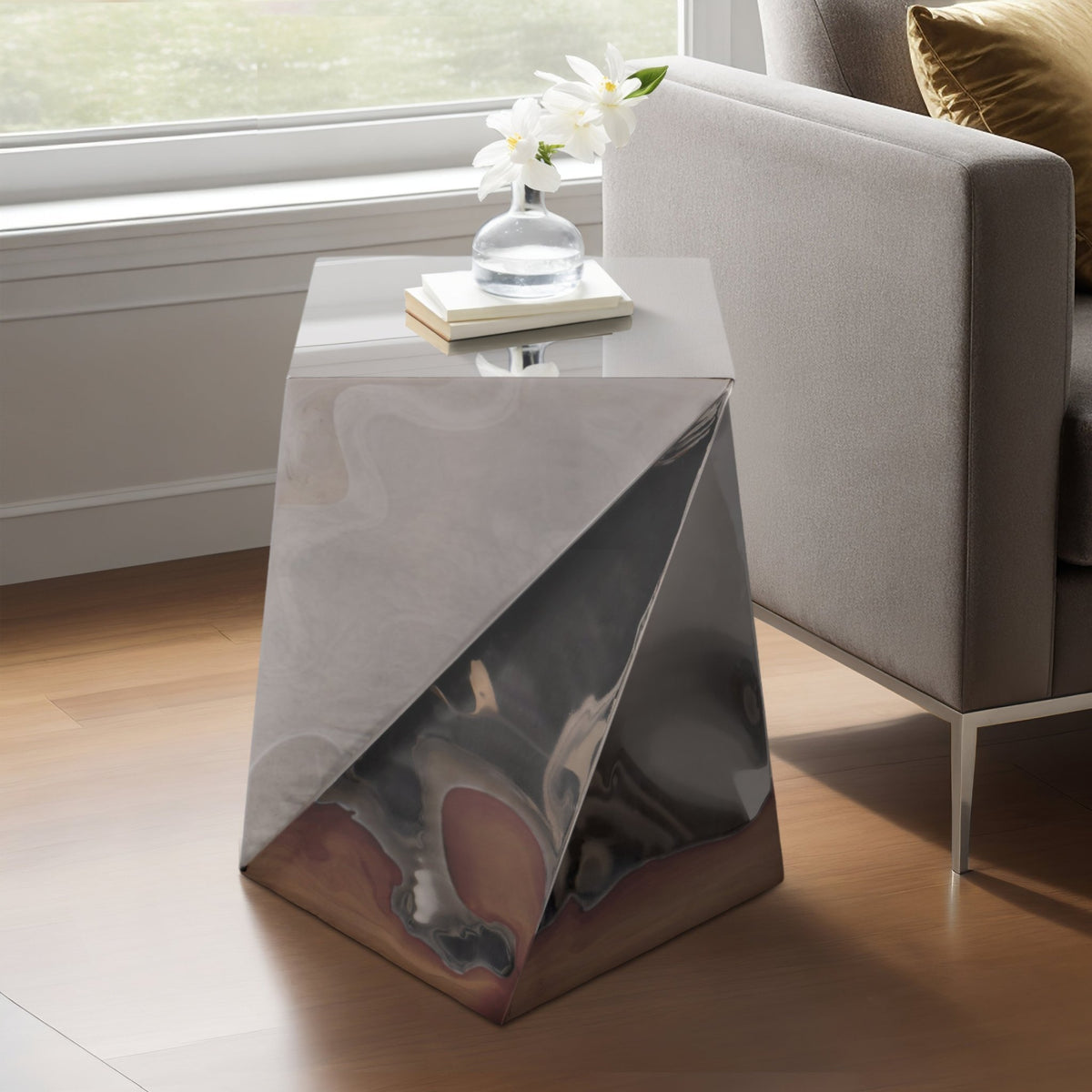 22" SASONA SILVER TWISTED ACCENT TABLE Accent & End Tables| Sagebrook Home