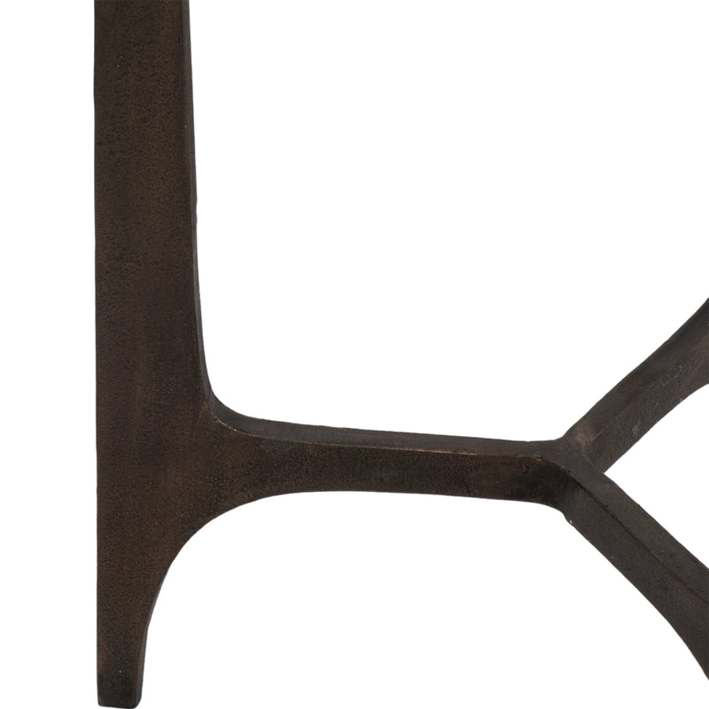 22" Thick Glass Top Round Accent Table, Antique Br - Al Rugaib Furniture