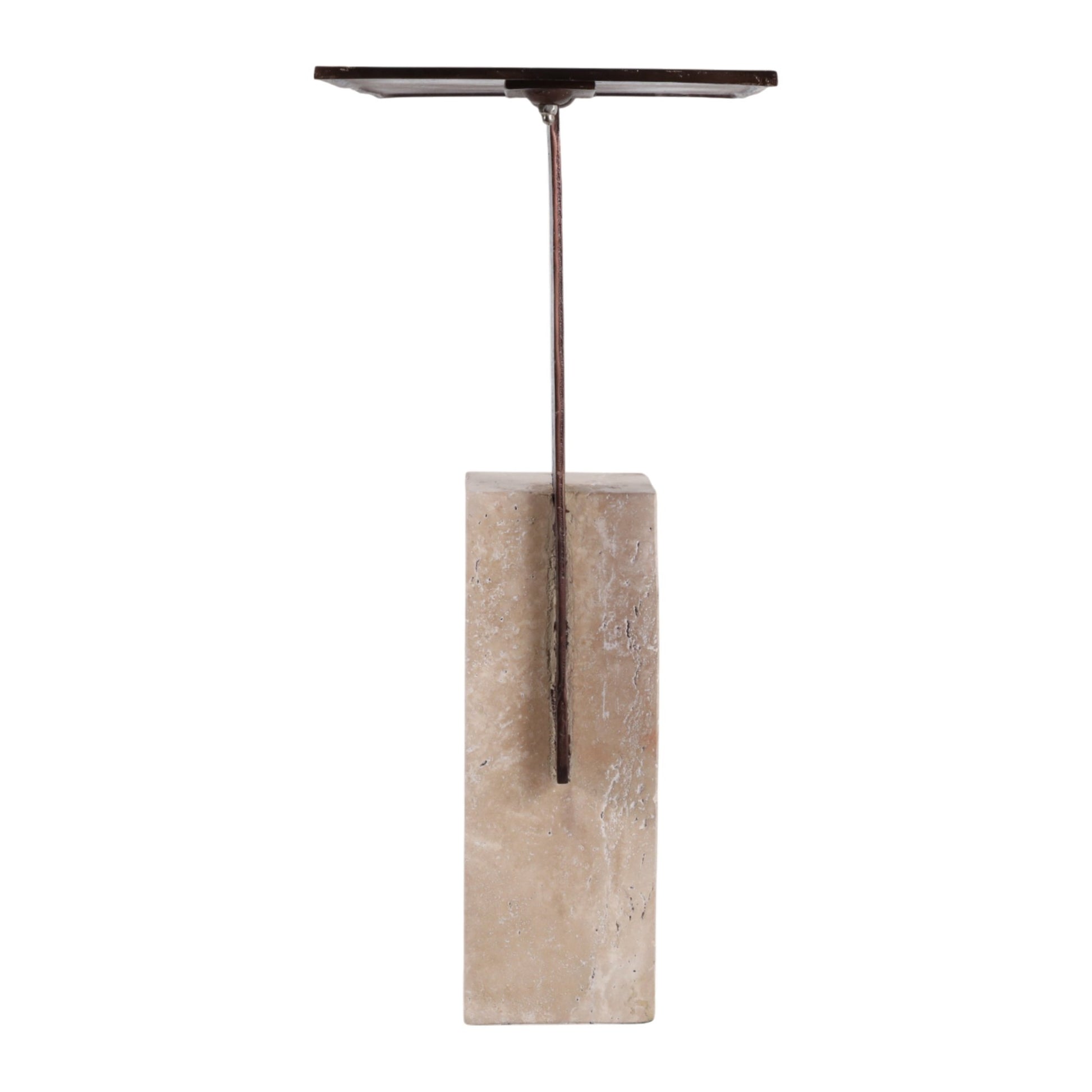 22x16" Travertine Block Base Accent Table, Bronze Accent & End Tables| Sagebrook Home
