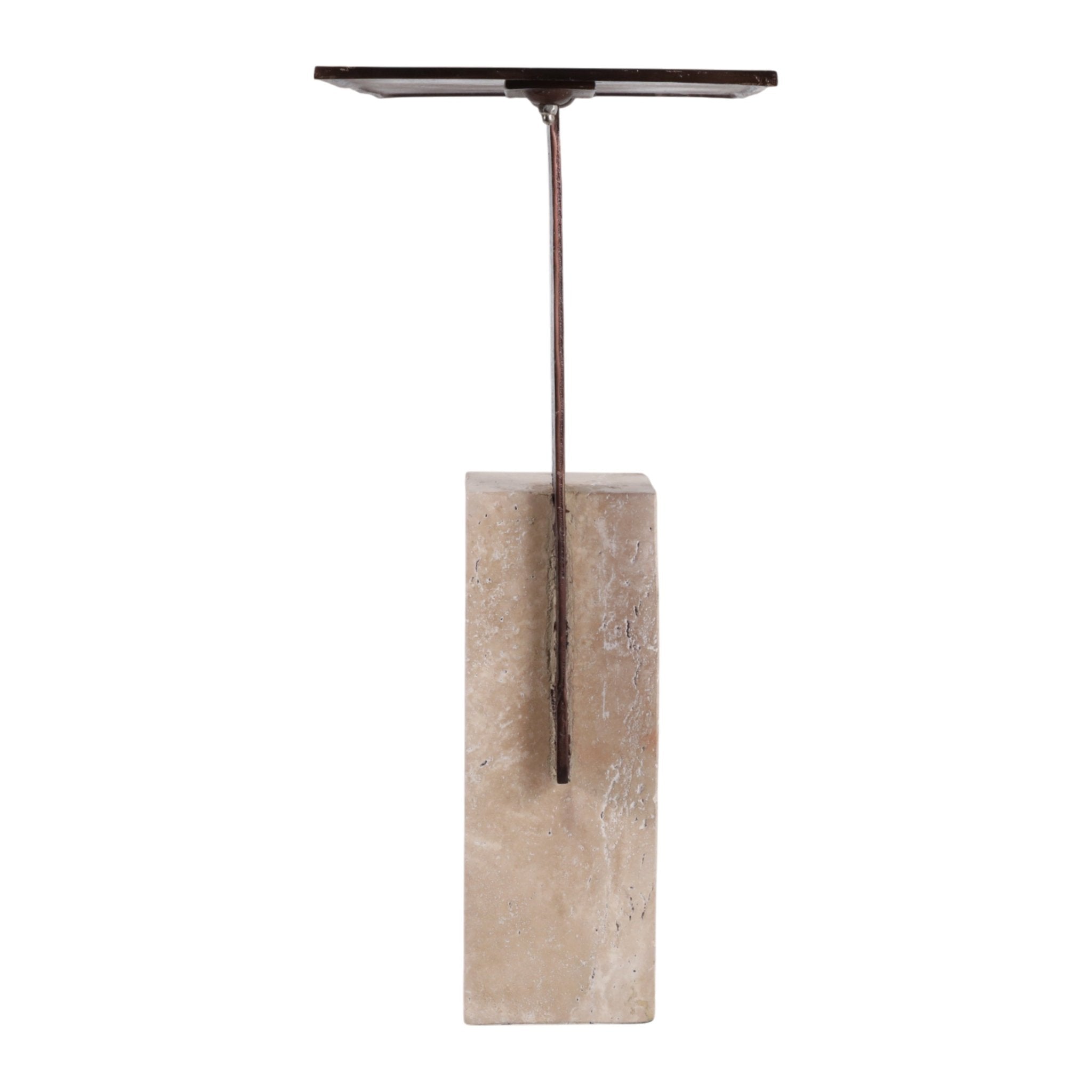 22x16" Travertine Block Base Accent Table, Bronze Accent & End Tables| Sagebrook Home